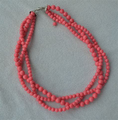 Pink Coral Bead Necklace Strands Coral Pearl Necklace Etsy
