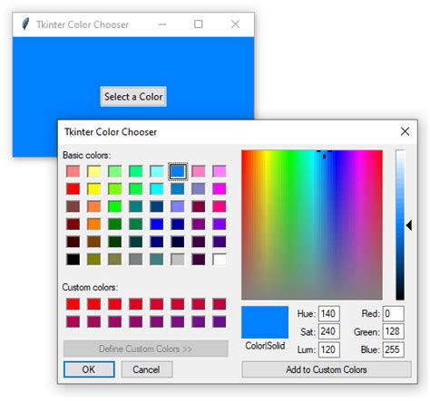 Giao Diện Tkinter Color Chooser