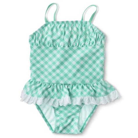 Circo Infant Toddler Girls 1 Piece Gingham Check Swimsuit Baby Girl