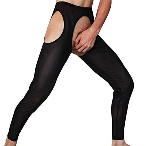 yizyif men s open crotch sheer long johns pants gay fetish bdsm underwear buy online in uae