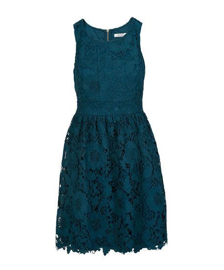 Crochet Lace Fit And Flare Dress Midnight Teal Hi Res Teal Lace