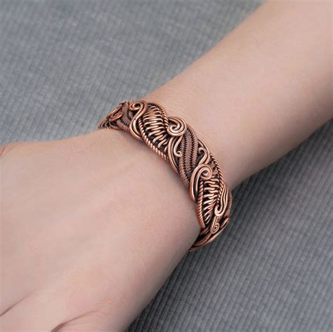 Wire Wrapped Copper Bracelet For Woman 7th Anniversary Gift Inspire