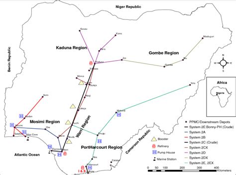 Nigeria Showing Downstream Transport Pipeline Infrastructures