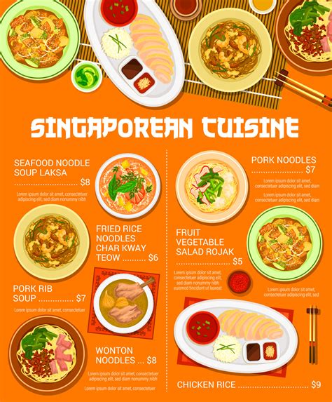 Singaporean Cuisine Menu Asian Food Dishes Meals 16162434 Vector Art