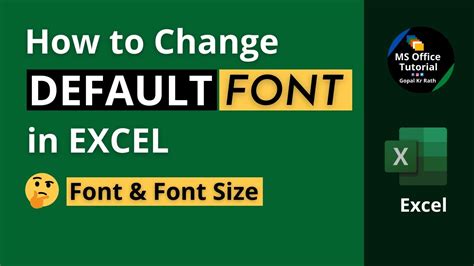 How To Change Default Font In Excel Youtube