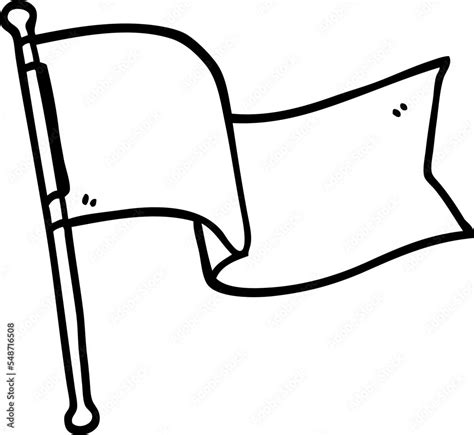 Outline Cartoon White Flag Waving Stock Vector Adobe Stock