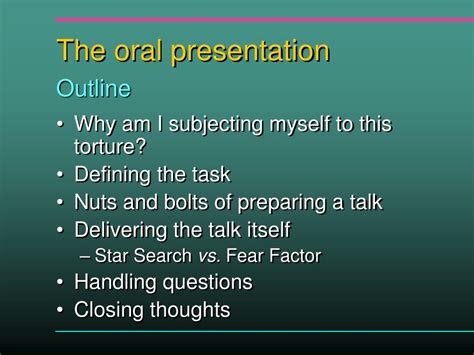 Main Purpose Of An Oral Presentation