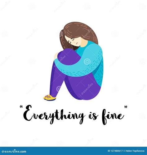 Vector Cartoon Flat Illustration Of Depression Sad Girl Stock Vector