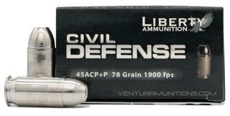 Liberty Civil Defense 45acp 78gr P Fragmenting Hp Ammo 20 Rounds