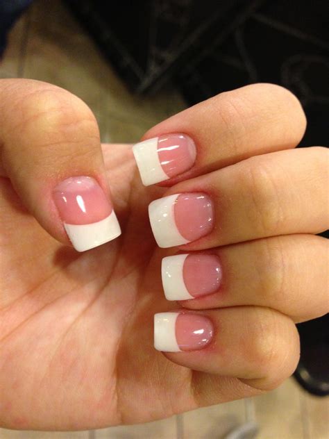 White Tip Acrylic With Gel Top Coat White Tip Nails French Tip