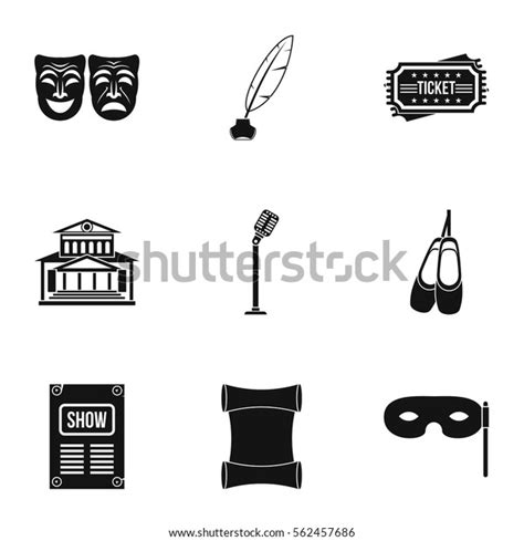 Modern Music Theatre Icon Set Simple Stock Vector Royalty Free