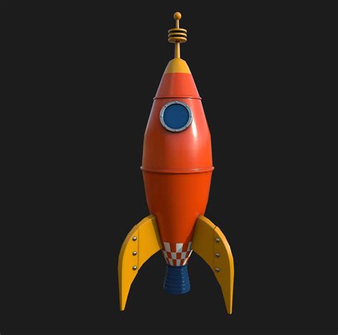 3d Model Retro Rocket Vr Ar Low Poly Cgtrader