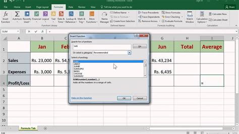 Microsoft Excel 2016 Basic Course Using The Formula Tab Youtube