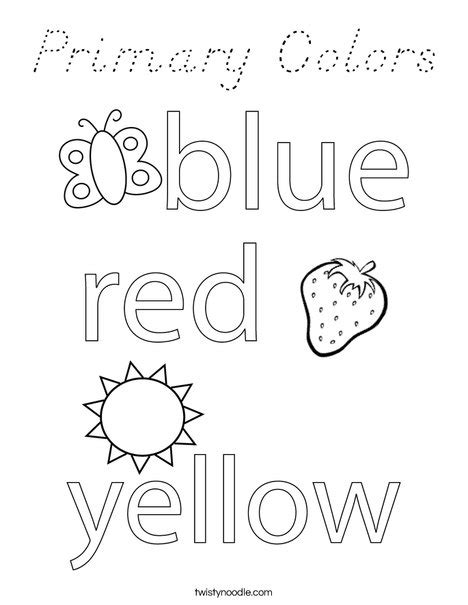Primary Colors Coloring Page Dnealian Twisty Noodle