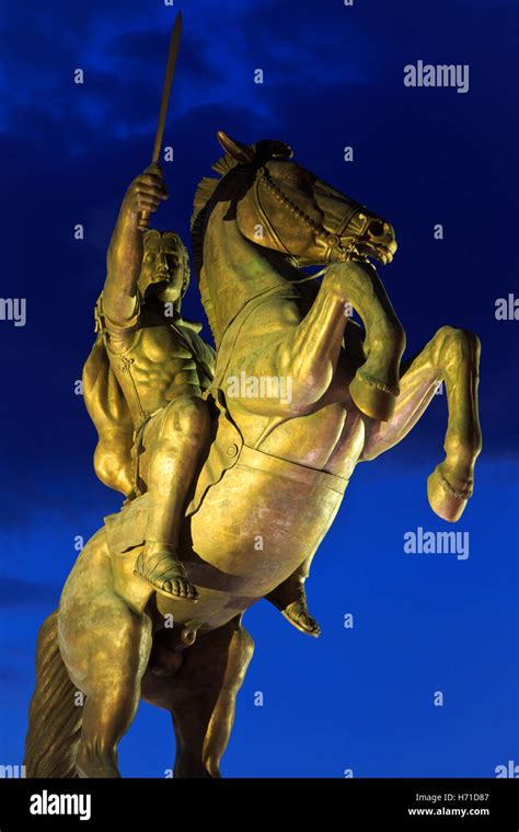 Statue Of Alexander The Great Warrior On A Horse Statue At Macedonia