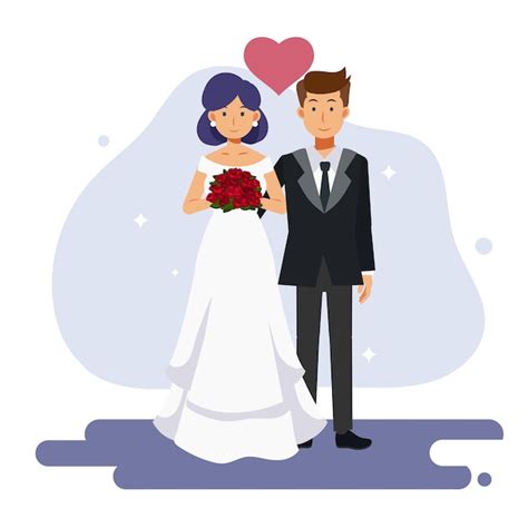 Ilustración De Personaje De Dibujos Animados Plana De Matrimonio De
