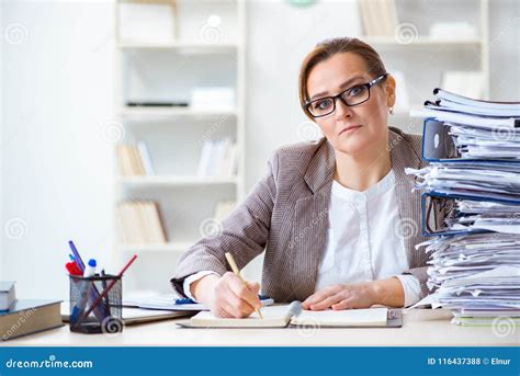 The Businesswoman Very Busy With Ongoing Paperwork Stock Photo Image