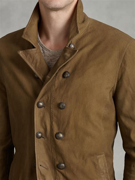 Lyst John Varvatos Washed Goat Suede Leather Jacket In Brown For Men