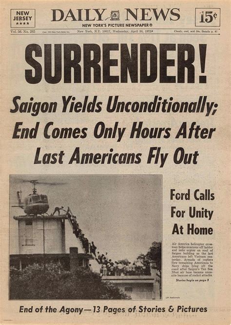 Fall Of Saigon Surrender Historical News Historical Newspaper History Timeline