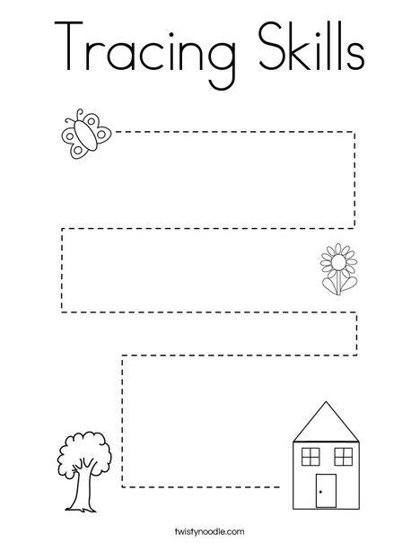 Tracing Skills Coloring Page Twisty Noodle Tracing Worksheets