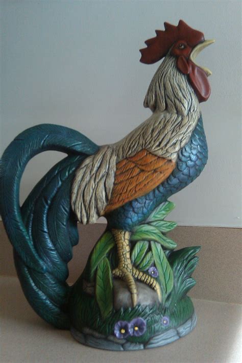 Antiqued ceramic rooster | Ceramic rooster, Rooster kitchen decor, Rooster statue