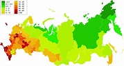Russia - density of regions (2017) • Map • PopulationData.net