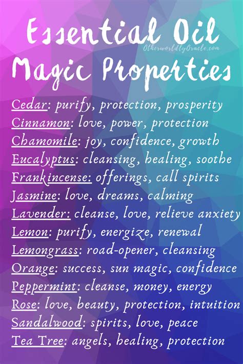 Essential Oil Magical Properties Chart And Magical Uses Essential Oils