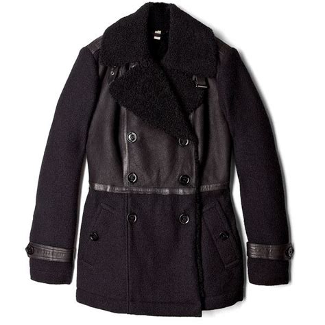 Burberry Brit Shearling Mixed Fabric Double Breasted Coat 678 Liked