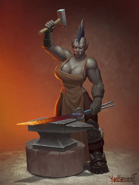 Orc Blacksmith By Vanharmontt On Deviantart Skyrim Armor Digital