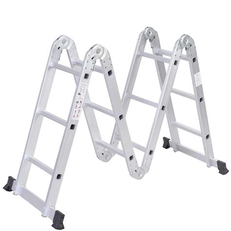 Ubesgoo 125 Feet Aluminum Folding Scaffold Ladder 330 Lbs Capacity