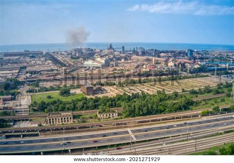 Aerial View Downtown Gary Indiana Steel Stock Photo 2021271929