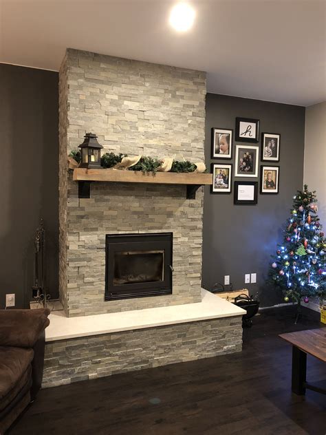 Rustic Stone Fireplace With Wooden Mantle Rustic Stone Fireplace