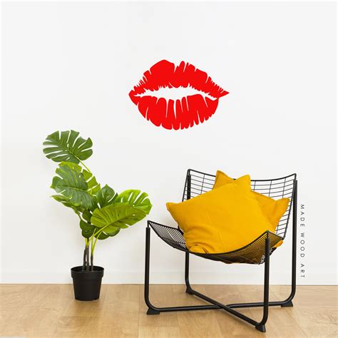 Red Lips Wall Art Wood Lips Wood Wall Decor Above Bed Decor Etsy