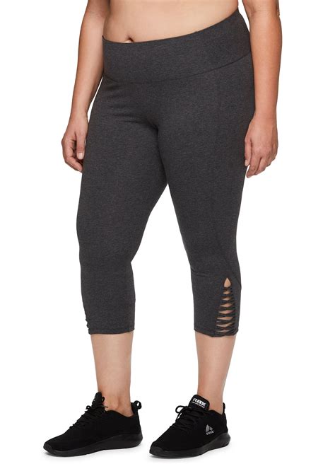 RBX Active Women S Plus Size Strappy Leg Cotton Spandex Capri Legging Walmart Com Walmart Com