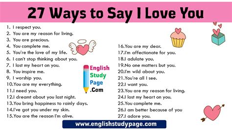 27 Ways To Say I Love You In English Speaking English Study Page