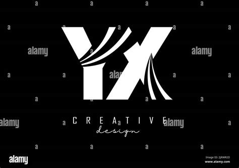 creative white letter yx y x logo with leading lines and road concept design letters with