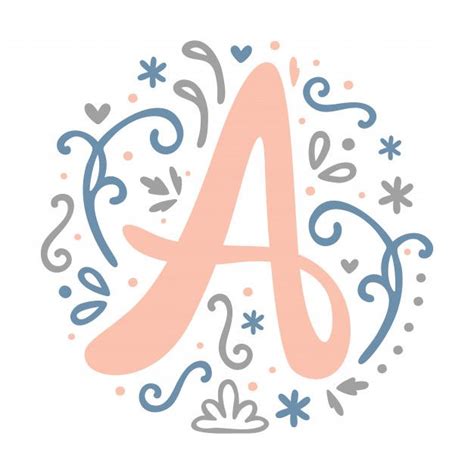A Letter Monogram Design Feminine Alphabet Cute Floral