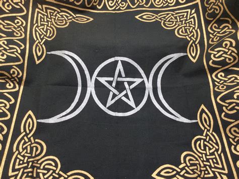 Triple Moon Pentagram Altar Cloth Tarot Cloth Goddess Tapestry Etsy