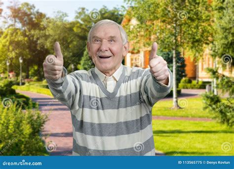 Old Man With Two Thumbs Up Stock Image Image Of Elderly Lifestyle 113565775