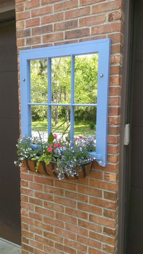 Salvaged Old Wooden Window Sash Turned Into Mirror With Added Flower Box Diy Reclaimed