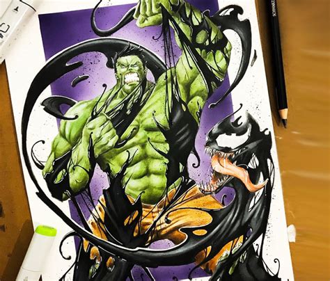 Hulk Vs Venom Drawing By Tom Chanth Art No 3291