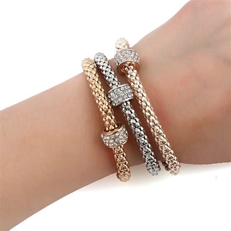 Women S Layer Alloy Diamond Ring Bracelets Gold