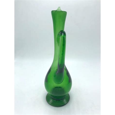 vintage mid century modern green glass bottle chairish