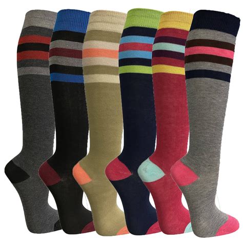 Womens Casual Knee High Socks Patterned Colors Fashion Socks Peace 6