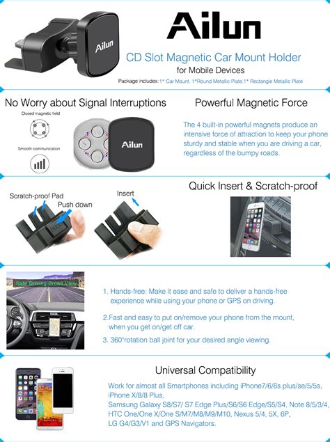 Ailun Car Phone Mount Cd Slot Magnetic Mount For Iphone 12