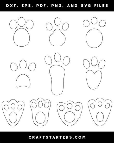 Easter Bunny Paw Print Outline Patterns Dfx Eps Pdf Png And Svg