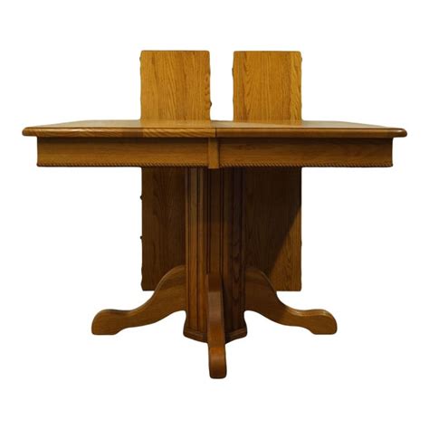 S Bent Bros Solid Oak Country French 66 Pedestal Dining Table Chairish