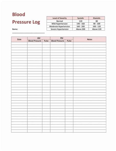 Printable Blood Pressure Chart Free Download Us Letter A4 Pdf Plan