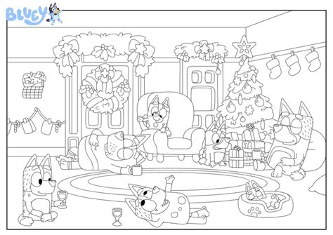 Verandah Santa Colouring Sheets Bluey Official Website