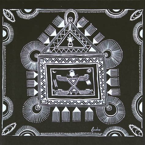 Warli Painting Black And White Download Free Mock Up